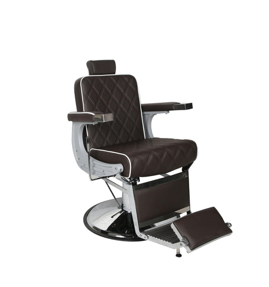 Salon Fit Chrysler Barber Chair - Brown / White Piping
