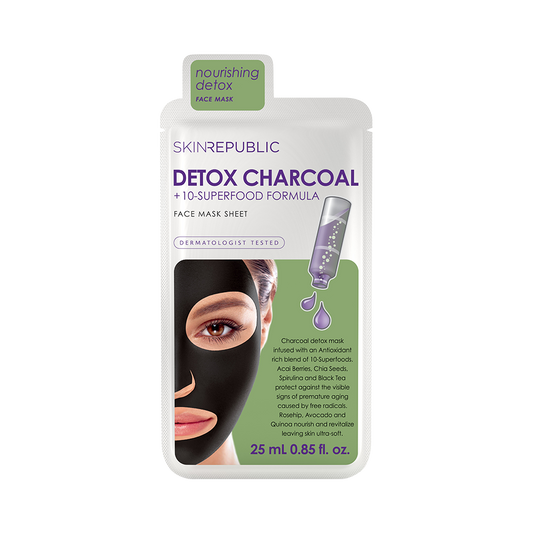 Skin Republic Detox Charcoal + 10 Superfood Formula Face Sheet Mask
