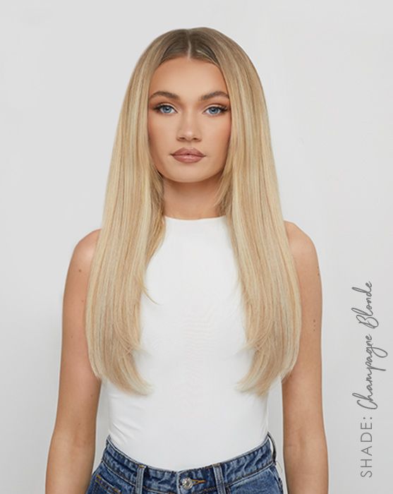 18" Double Hair Set Clip-in Extensions - Pure Platinum