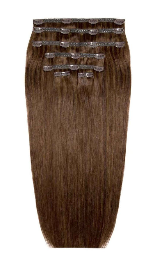 26" Double Hair Set Clip-In Extensions - Chocolate