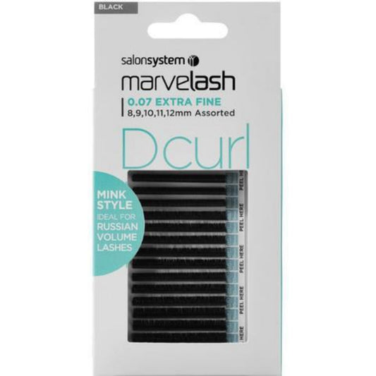 Salon System Marvelash D Curl Lashes 0.07 Extra Fine Mink Style, Assorted Length (8, 9, 10, 11, 12mm)