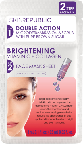 Skin Republic 2 Step Brightening Vitamin C + Collagen Face Sheet Mask